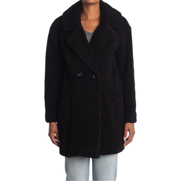 Lucky Brand Black Teddy Faux Fur Sherpa Long Length Cozy Jacket - Picture 1 of 9